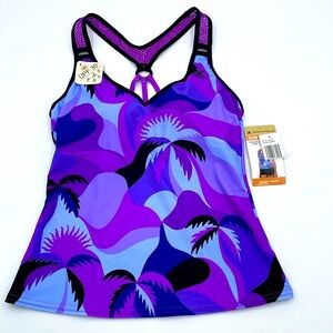 ZeroXposur Sun Smart Action Tankini‎ RacerbackTop UPF 30+ Quick Dry - XS